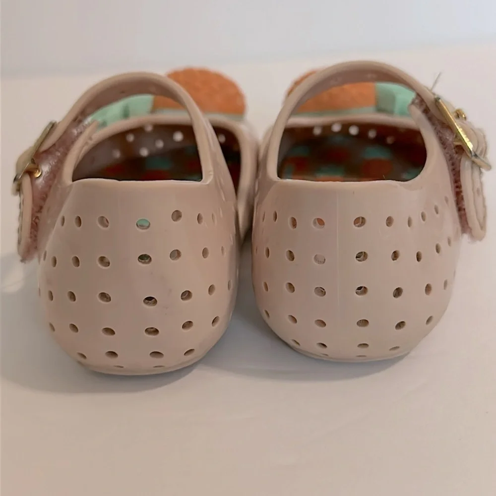 Baby GIRLS MINI MELISSA FURADINHA VII BB SHOE PINEAPPLE WITH PINK & ORANGE sz 5